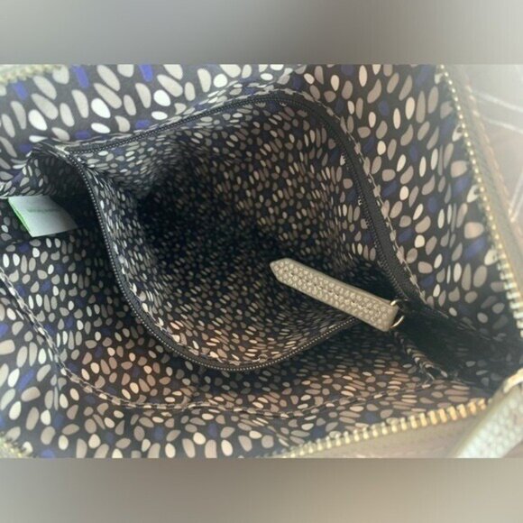 Vera Bradley Silver Nylon Crossbody Shoulder Bag Purse Diamond Pattern Adj Strap - Picture 7 of 11